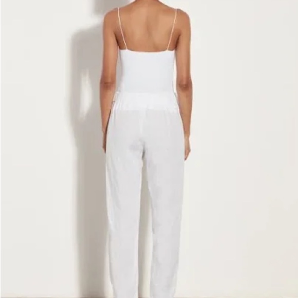 ENZA COSTA • White Women Elastic Drawstring Linen Pants•L/32 waist w/ Stretch • - Picture 3 of 11